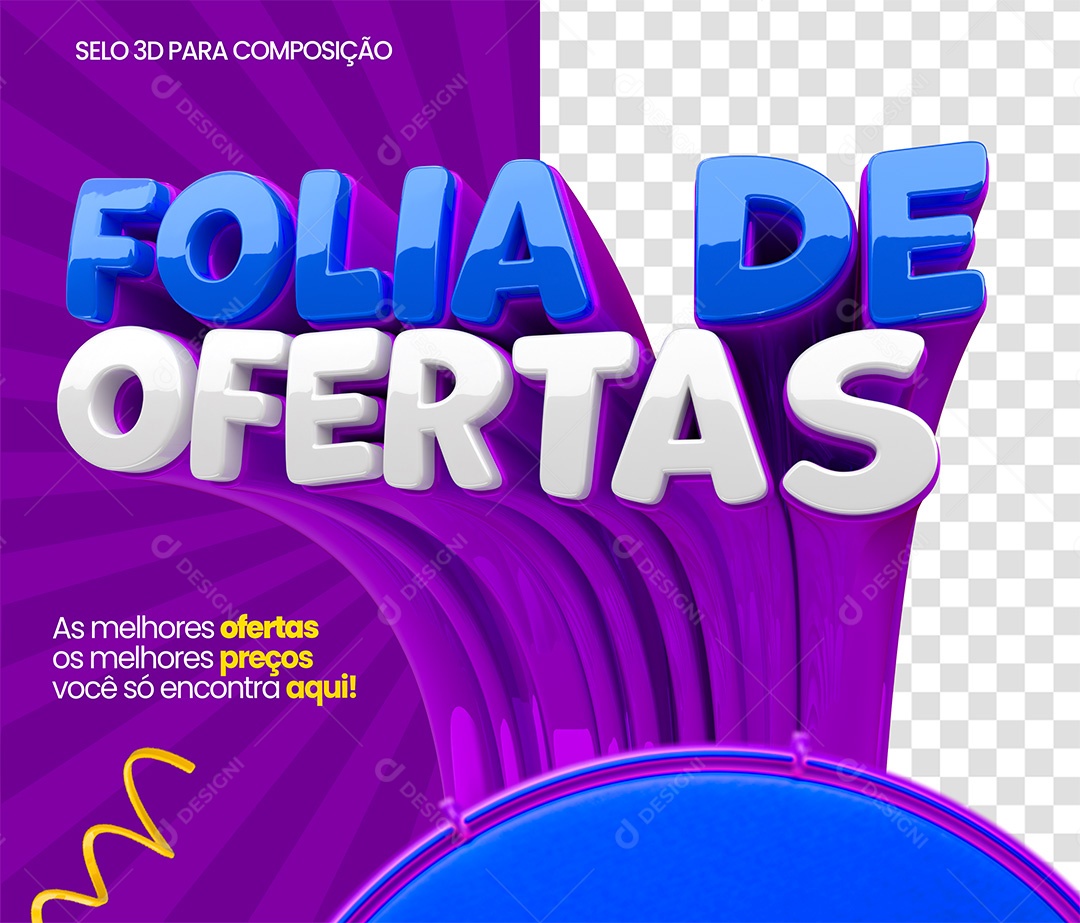 Selo 3D Folia De Ofertas Azul e Branco para Composição PSD