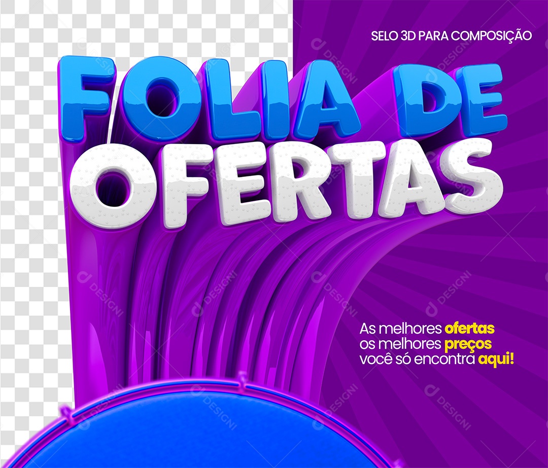 Folia De Ofertas Selo 3D Azul e Branco para Composição PSD