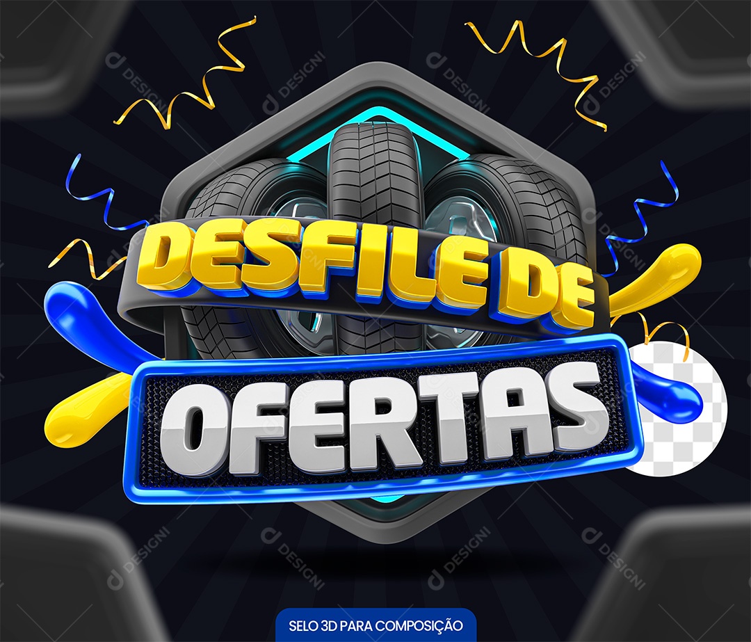 Desfile De Ofertas Selo 3D para Composição PSD