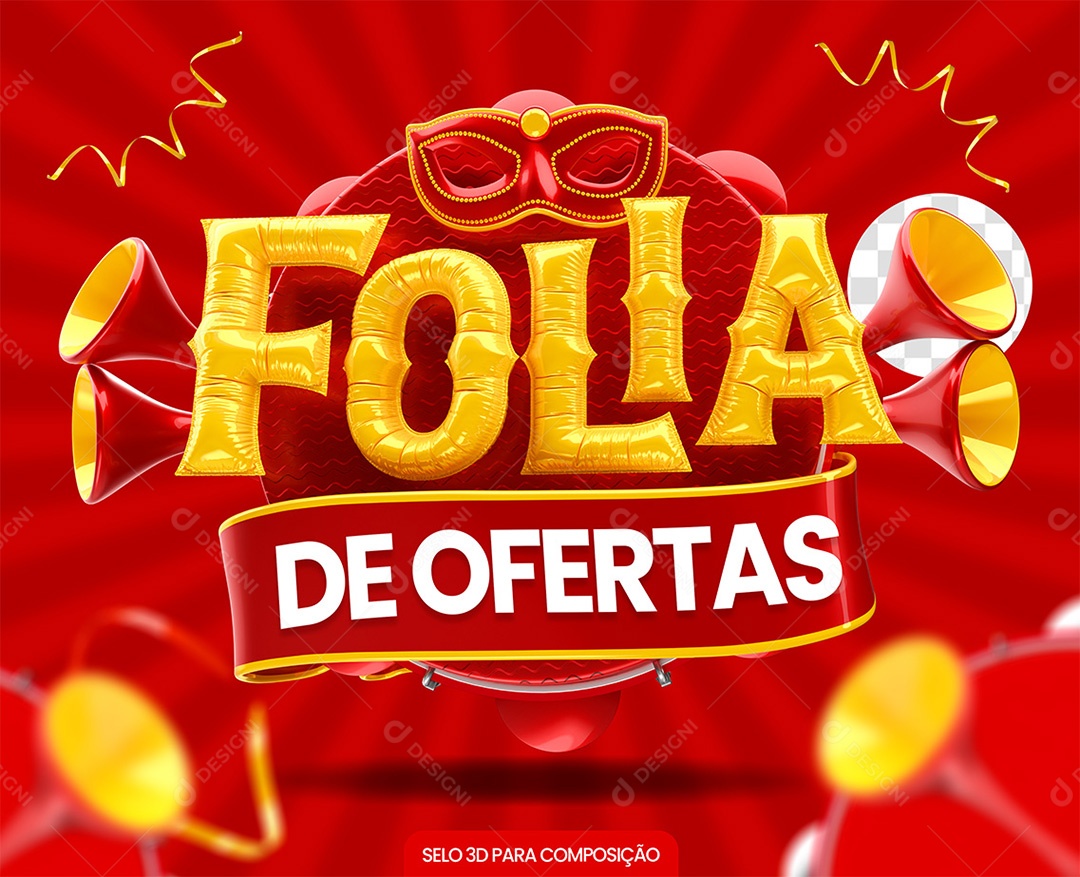 Folia De Ofertas Selo 3D Vermelho e Amarelo para Composição PSD