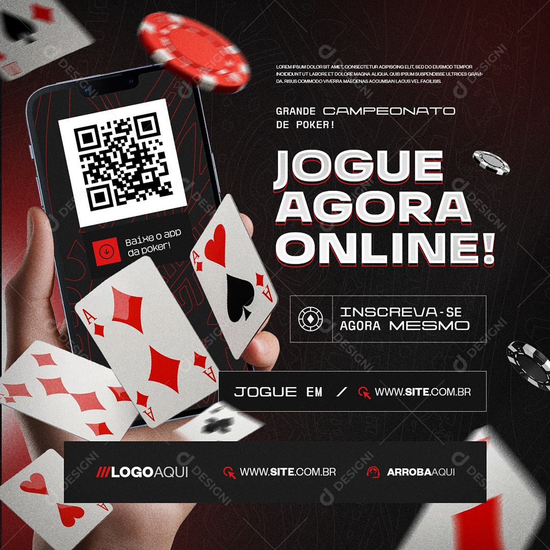Poker Jogue Agora Online Social Media PSD Editável