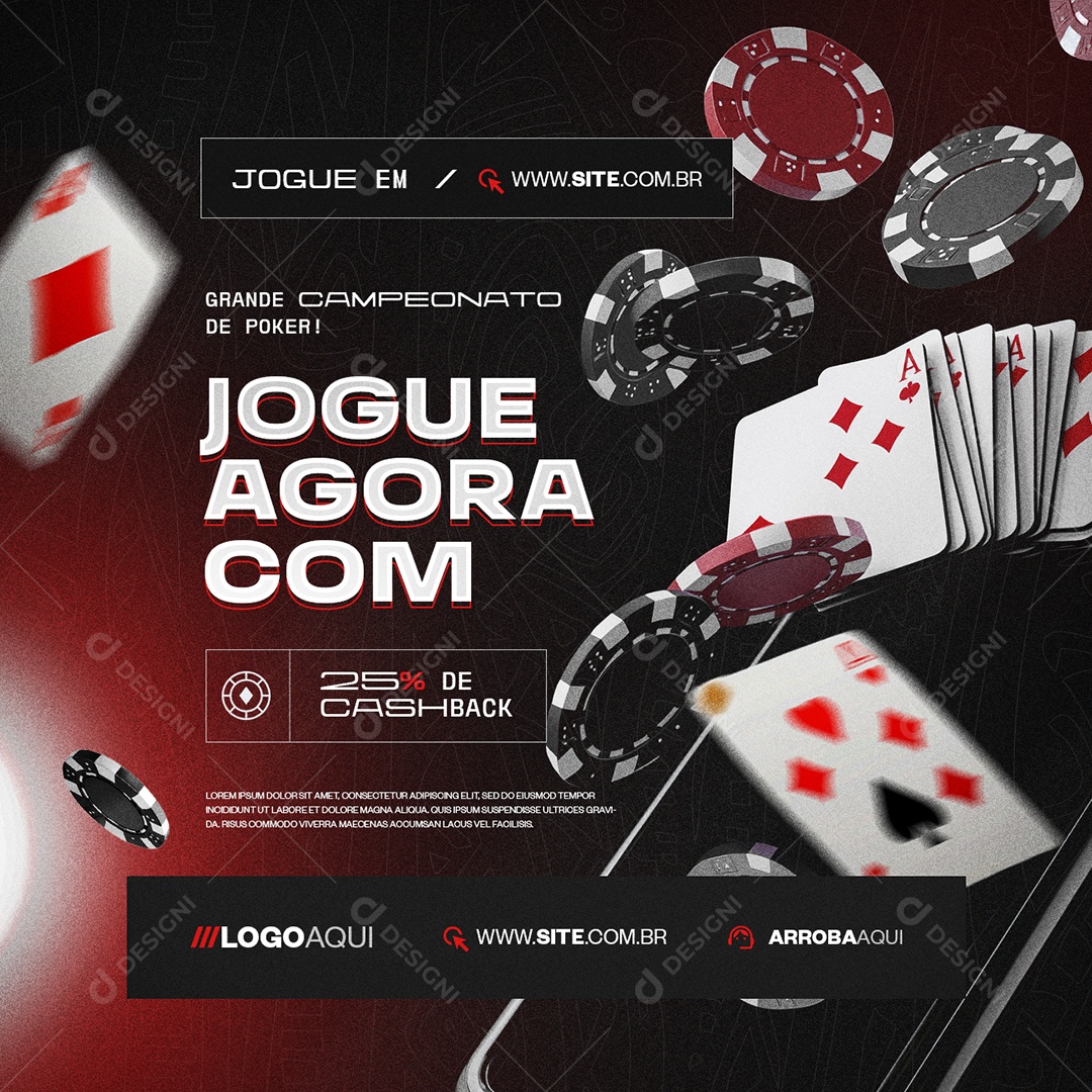 Poker Jogue Agora com 25% De Cashback Social Media PSD Editável