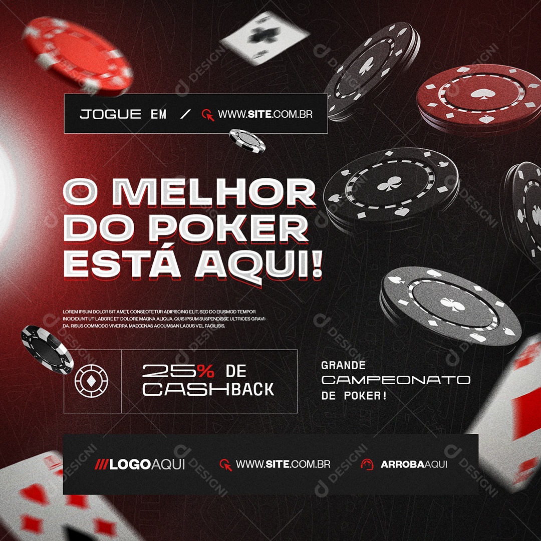 Cassino O Melhor do Poker Está Aqui Social Media PSD Editável