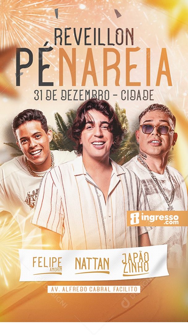 Story Flyer Réveillon Pé Na Areia Social Media PSD Editável