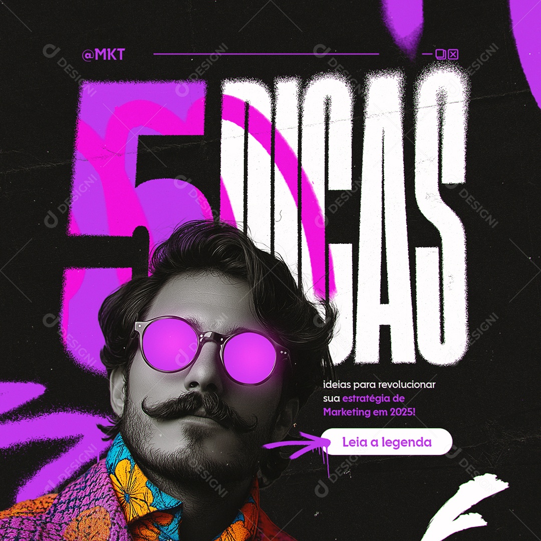 Marketing Digital Cinco Dicas Ideias para Revolucionar Social Media PSD Editável