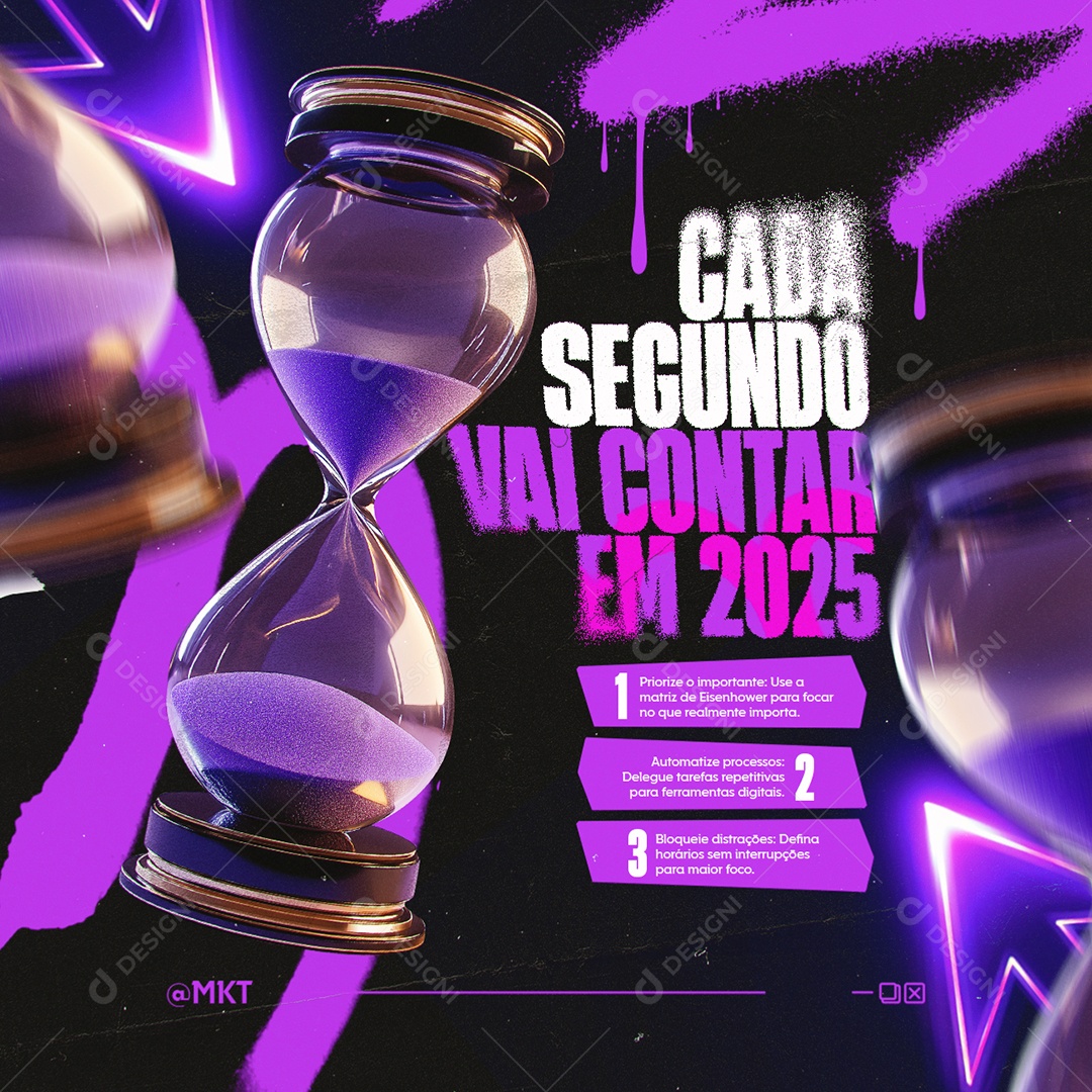 Marketing Digital Cada Segundo Vai Contar em 2025 Social Media PSD Editável