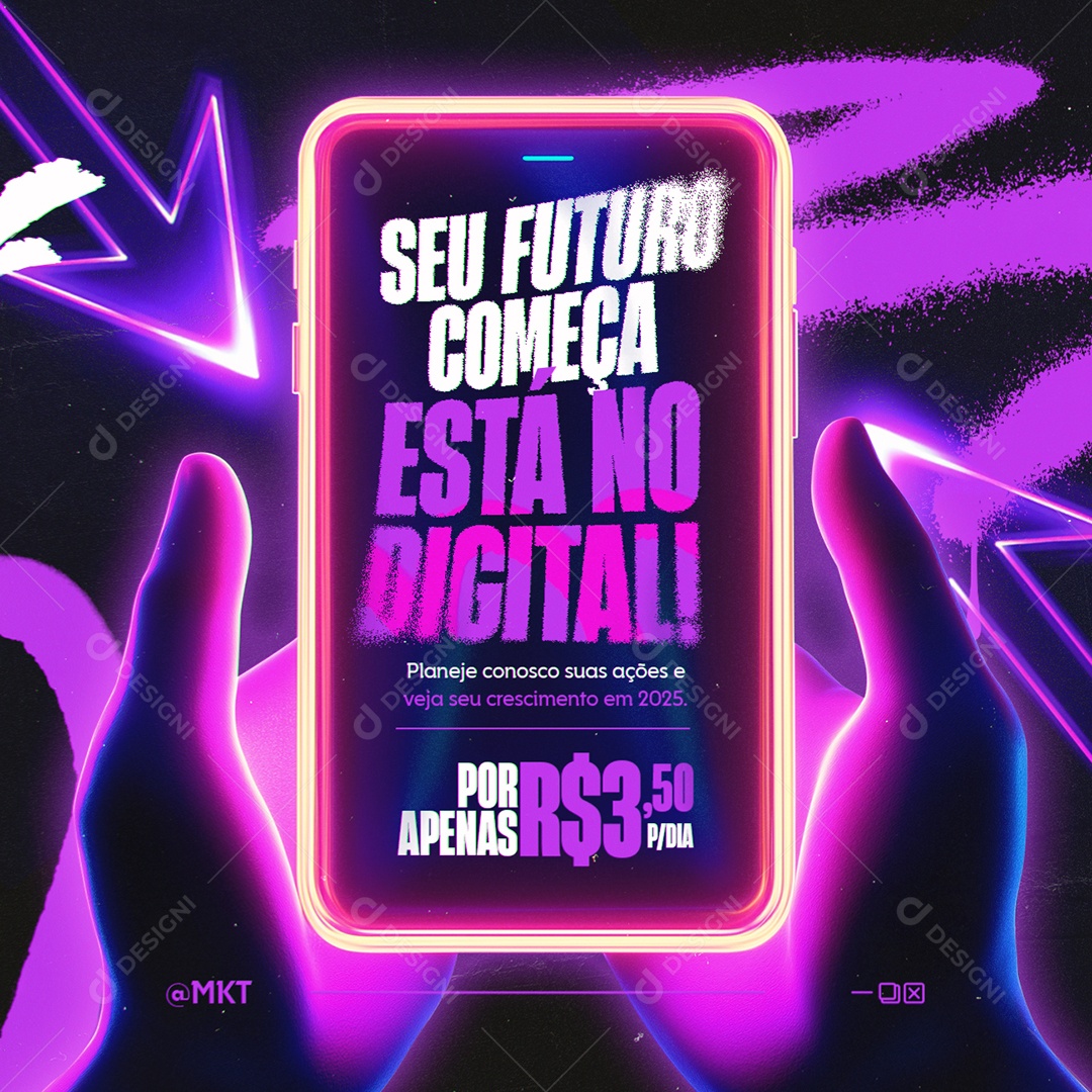 Marketing Digital Seu Futuro Começa Está no Digital Social Media PSD Editável