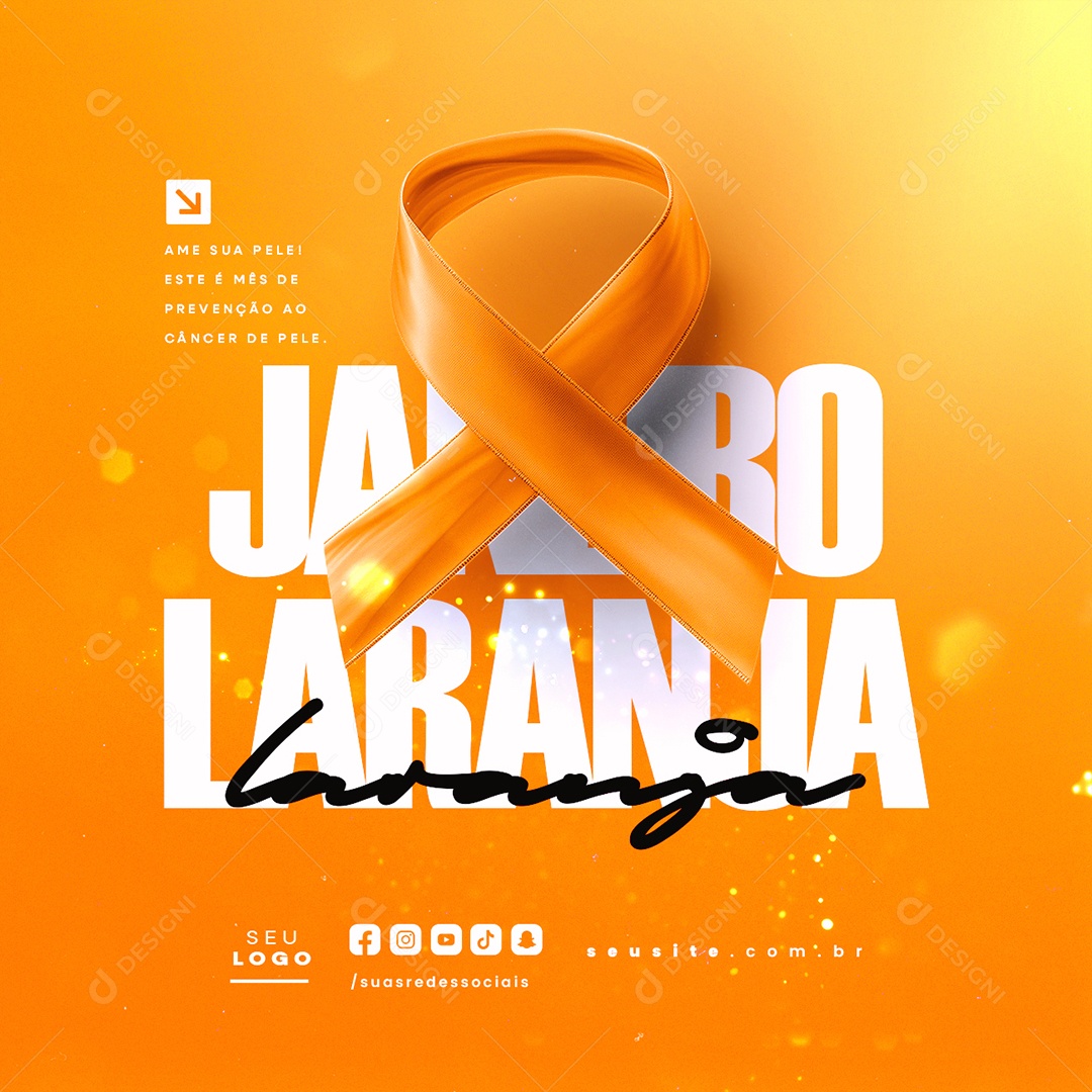 Janeiro Laranja Ame Sua Pele Social Media PSD Editável