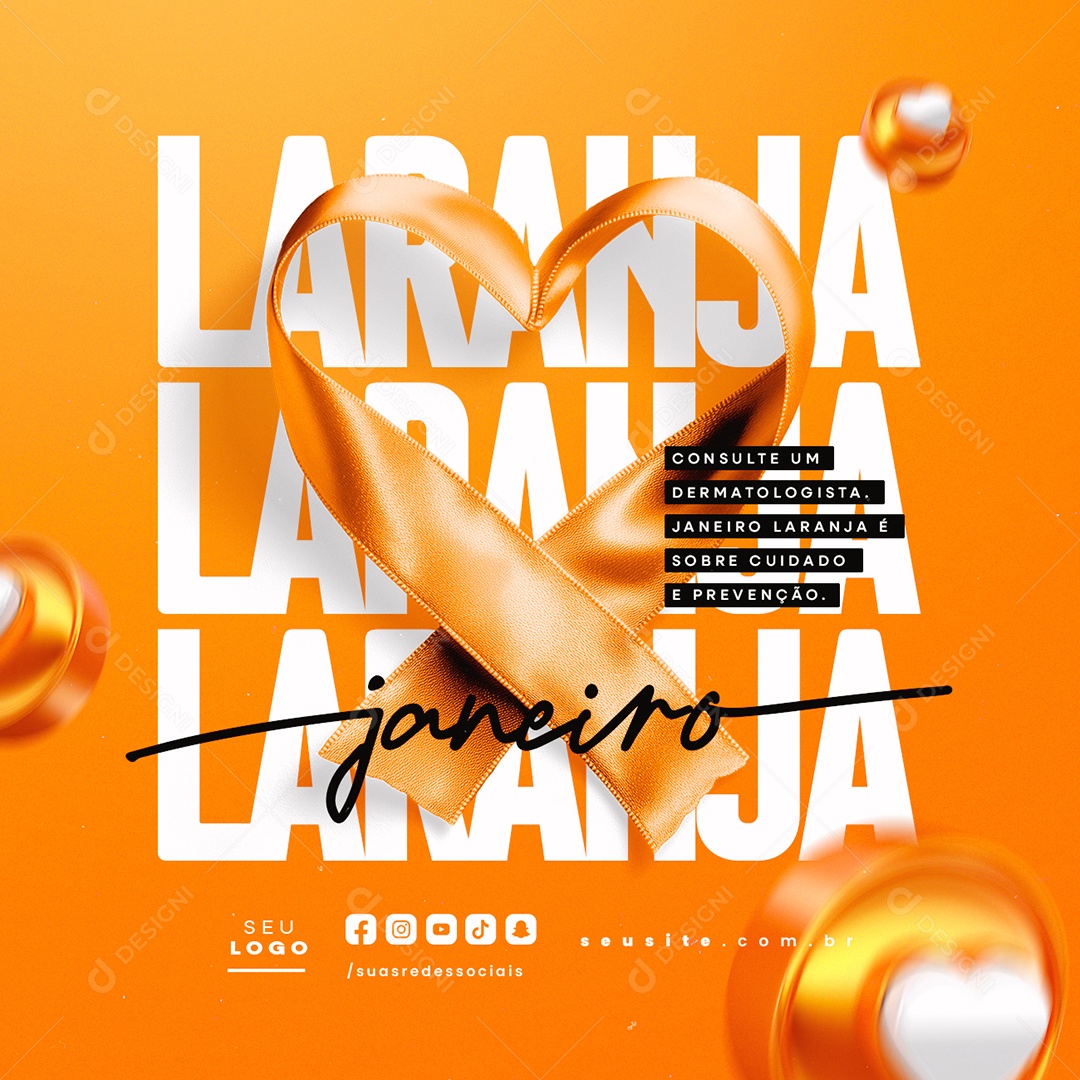 Janeiro Laranja Consulte um Dermatologista Social Media PSD Editável