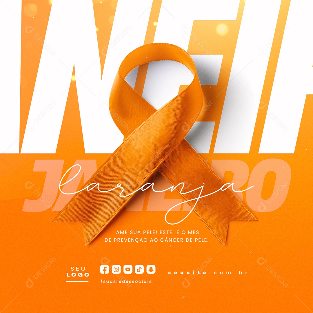 Janeiro Laranja Ame Sua Pele Social Media PSD Editável