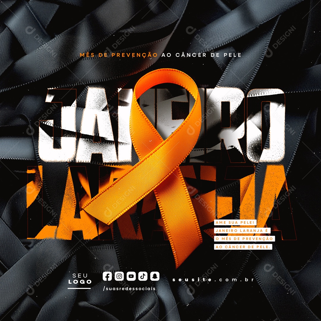 Social Media Janeiro Laranja Mês de Prevençâo ao Câncer de Pele PSD Editável