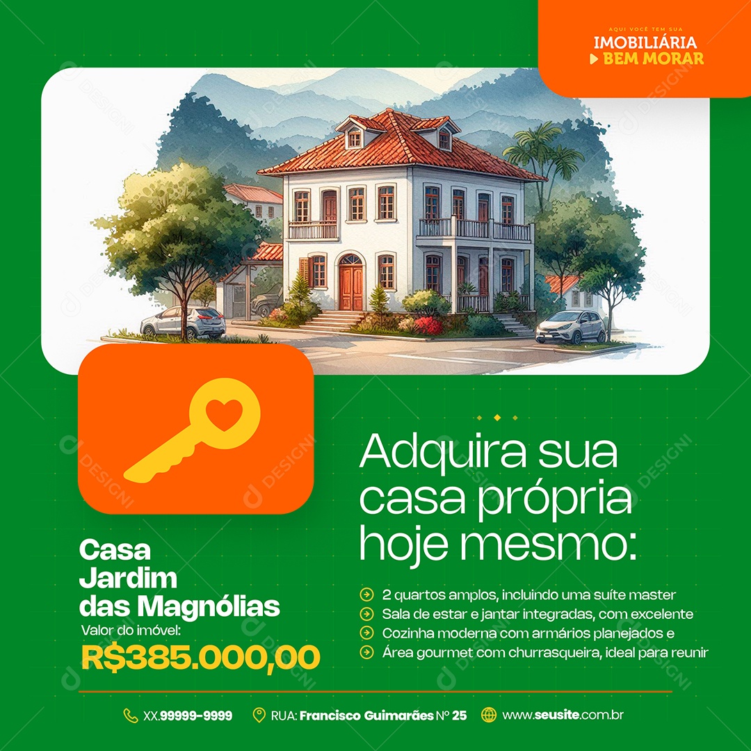 Imobiliária Corretora Adquira Sua Casa Próoria Social Media PSD Editável