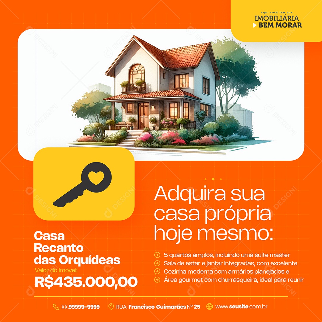 Imobiliária Corretora Adquira Sua Casa Próoria Social Media PSD Editável