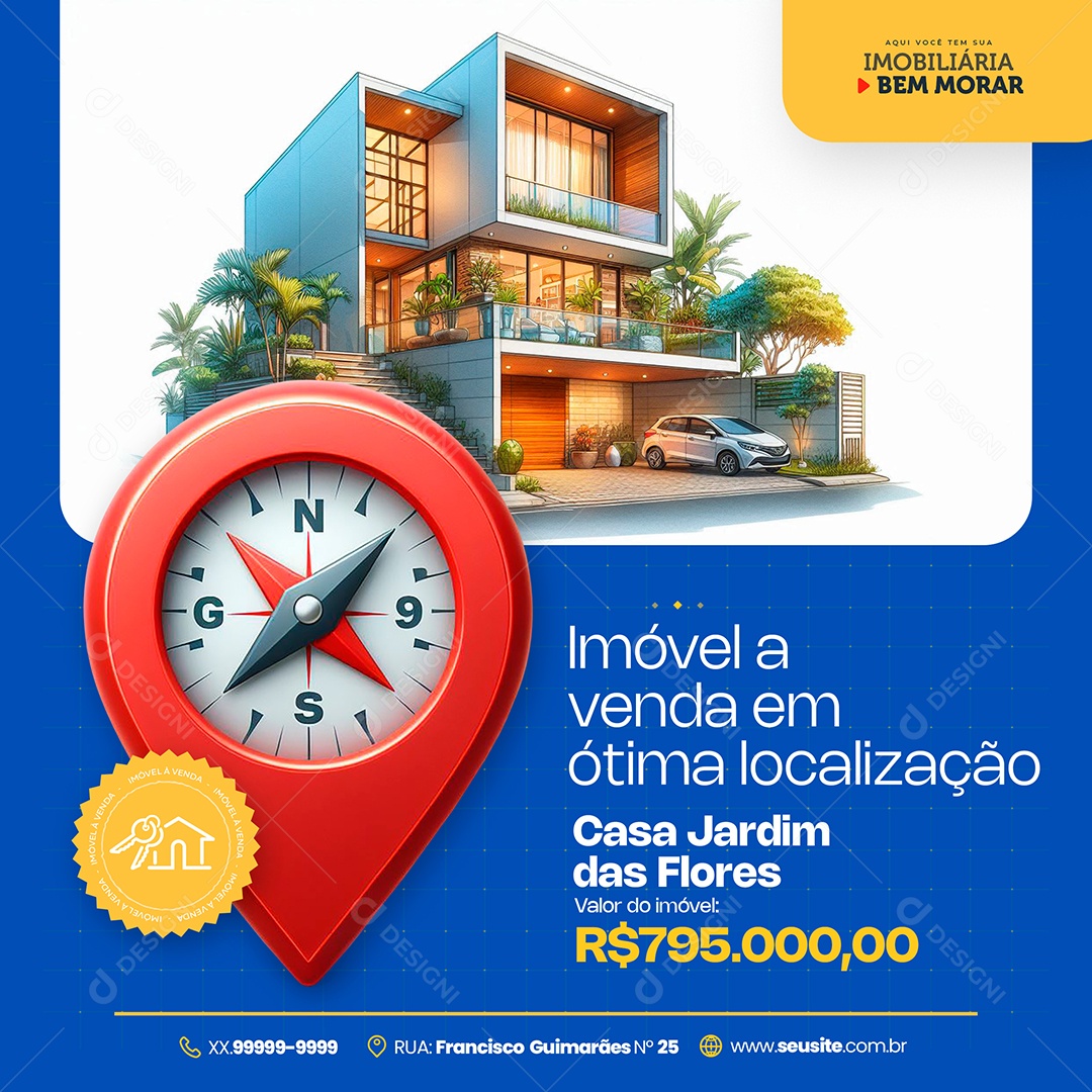 Imobiliária Corretora Imóvel a Venda Social Media PSD Editável