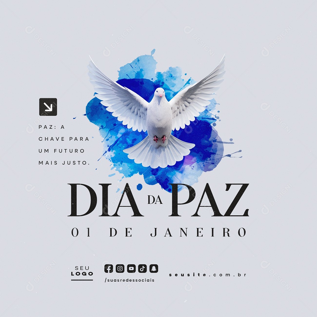 Dia Mundial da Paz 01 de Janeiro A Chave para Um Futuro Mais Justo Social Media PSD Editável