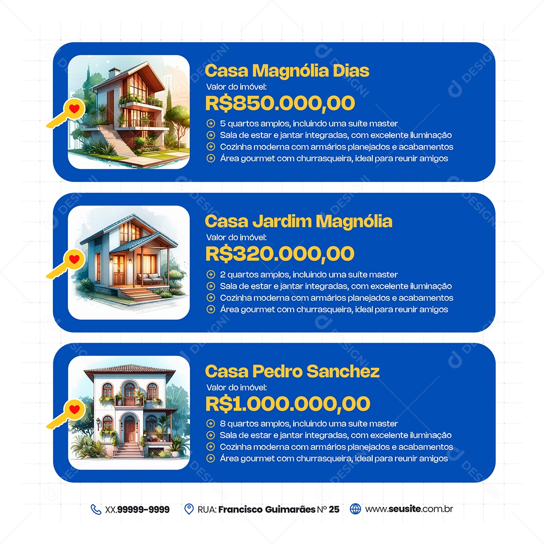 Imobiliária Corretora Casa Jardim Magnólia Social Media PSD Editável