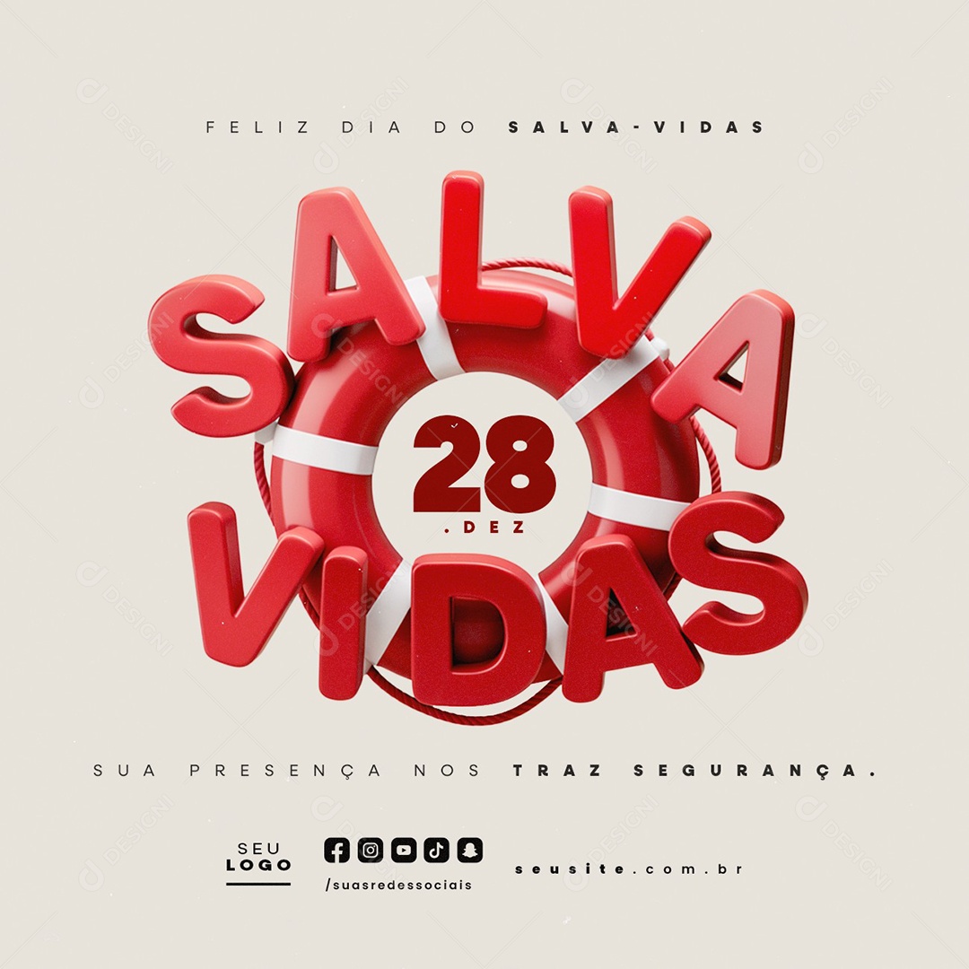 Feliz Dia do Salva Vidas 28 de Dezembro Social Media PSD Editável