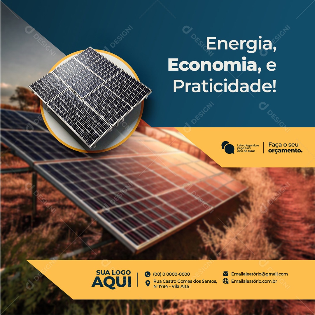 Energia Solar Painéis Solares Economia Social Media PSD Editável