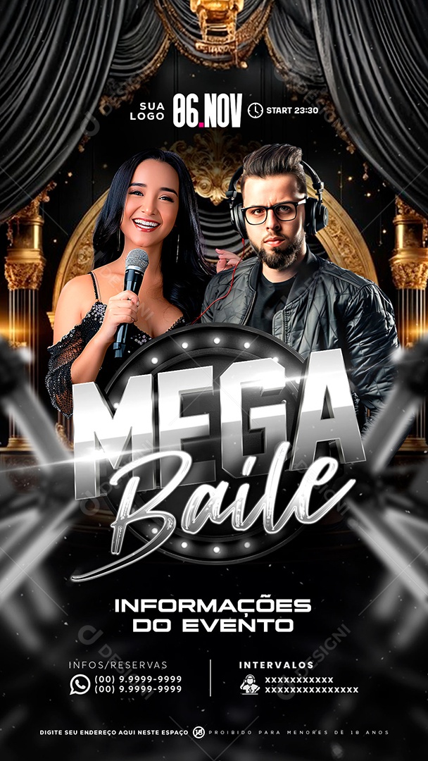 Flyer Shows Mega Baile Social Media PSD Editável