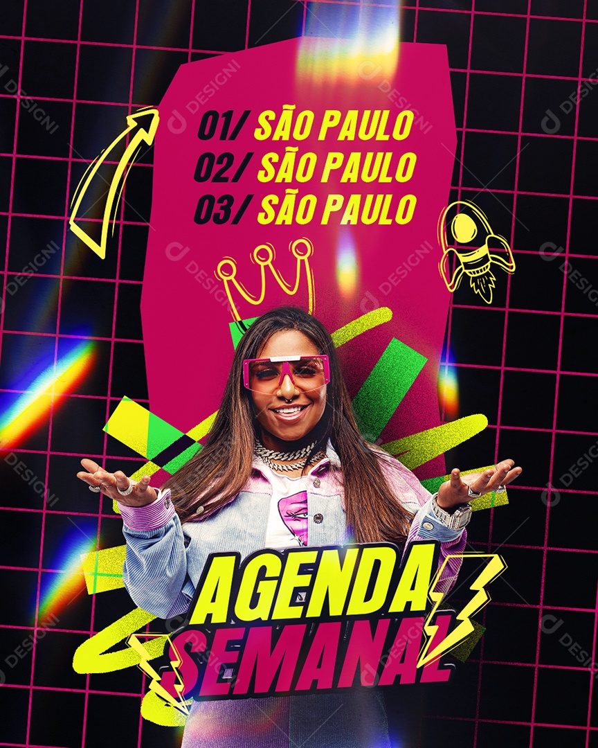 Feed Flyer Agenda Semanal Social Media PSD Editável
