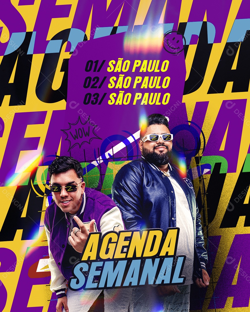 Feed Flyer Agenda Semanal Social Media PSD Editável