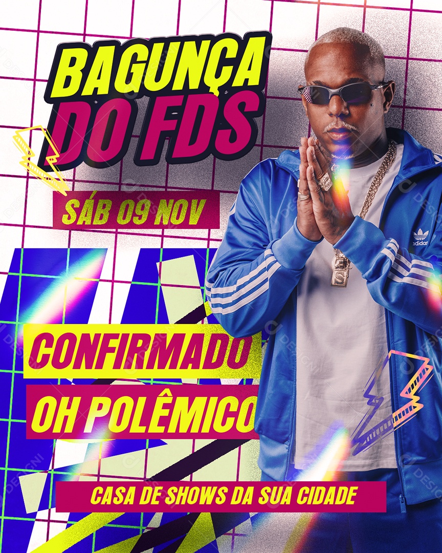 Feed Flyer Bagunça do Final de Semana Social Media PSD Editável