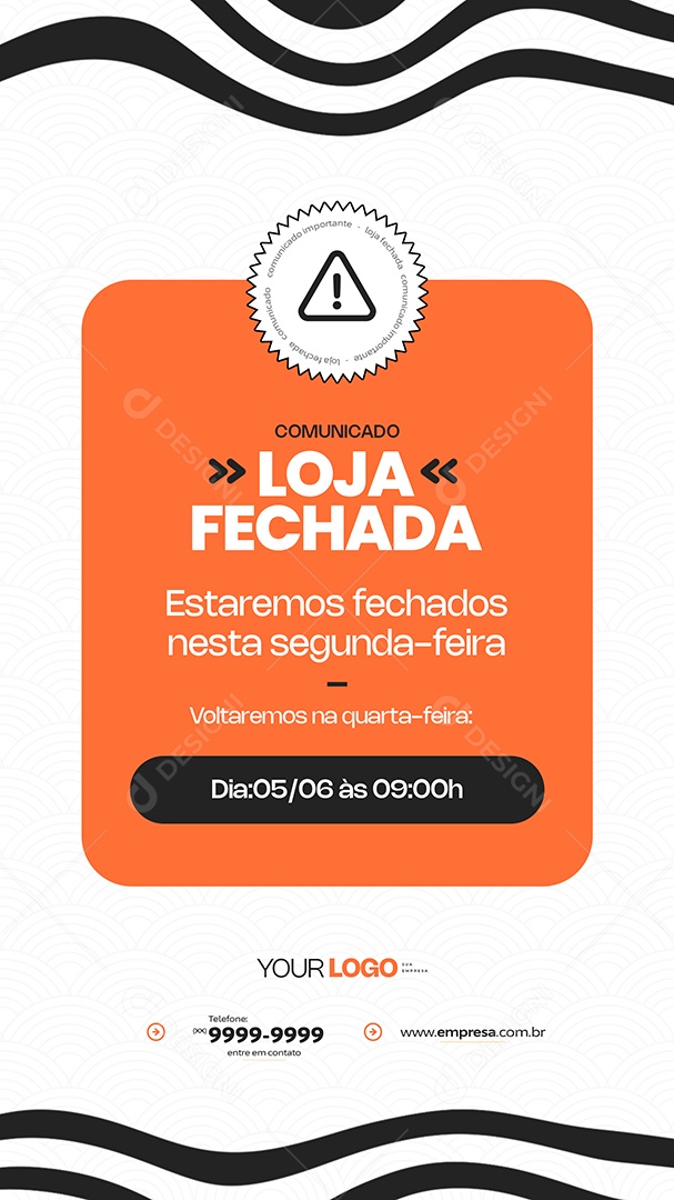 Story Comunicado Loja Fechada Social Media PSD Editável