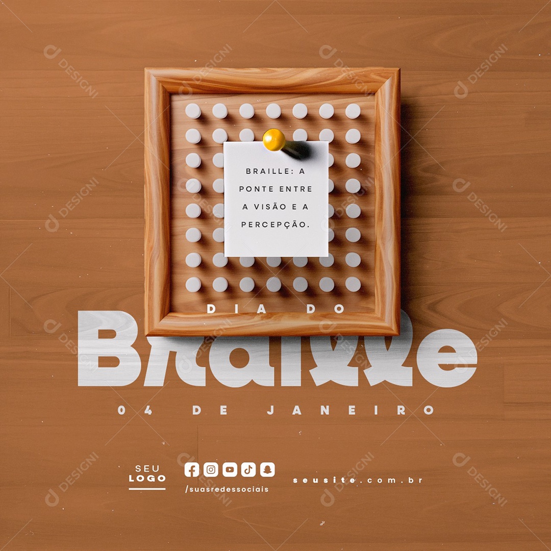 Dia do Braille 04 de Janeiro A Ponte Entre a Visão e a Percepção Social Media PSD Editável