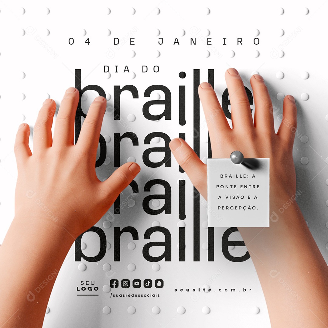 Dia do Braille 04 de Janeiro Social Media PSD Editável