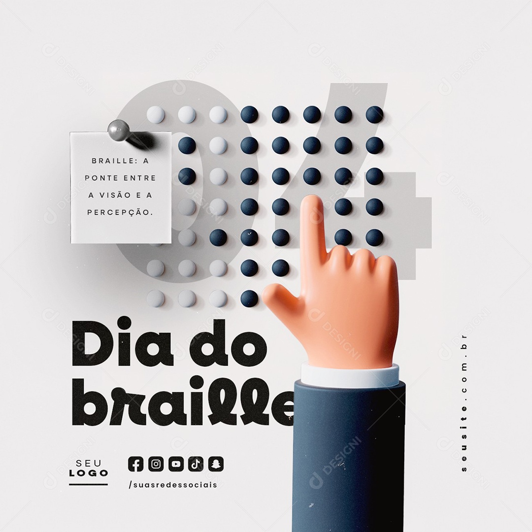 Dia do Braille 04 de Janeiro A Ponte Entre a Visão e a Percepção Social Media PSD Editável