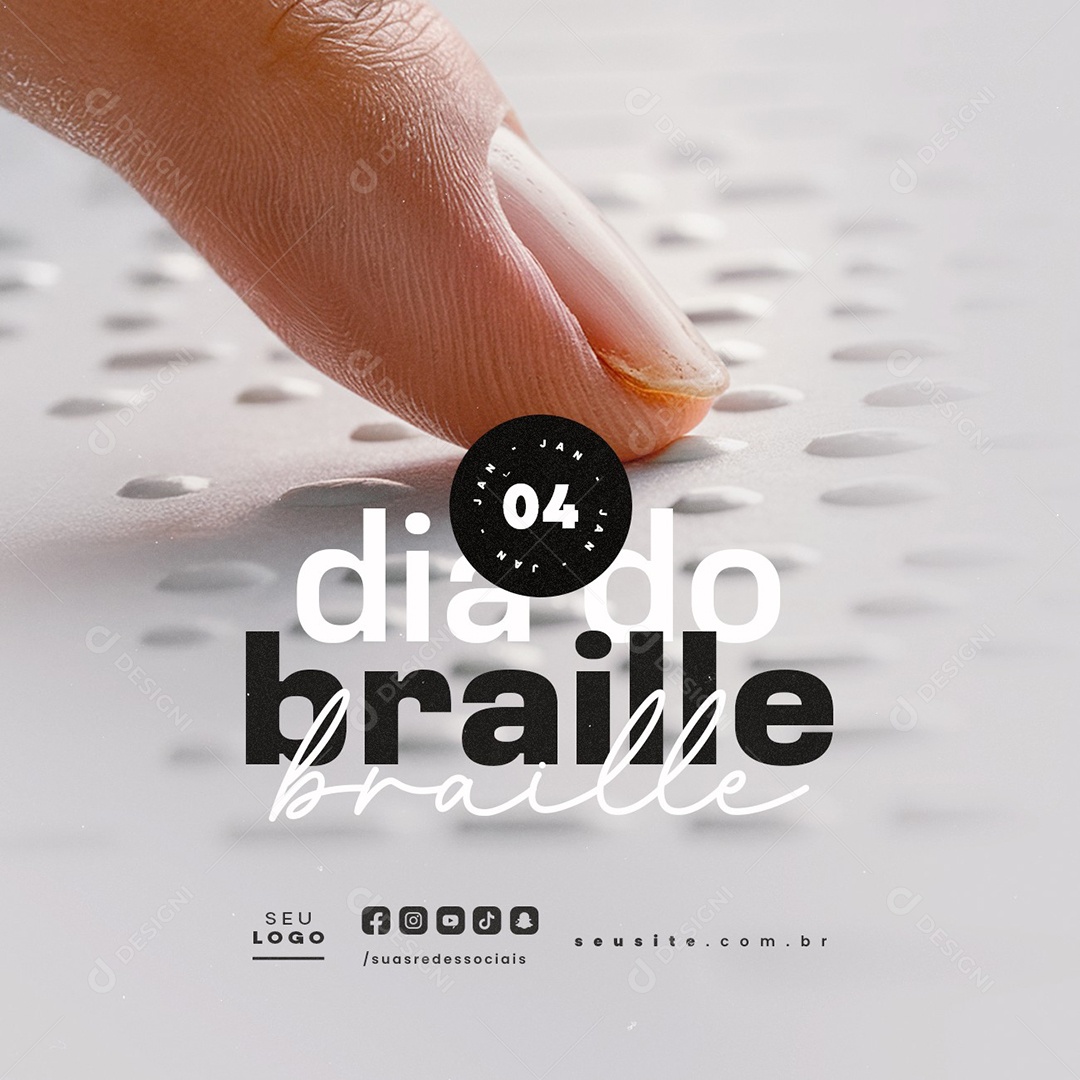 Dia do Braille 04 de Janeiro Social Media PSD Editável