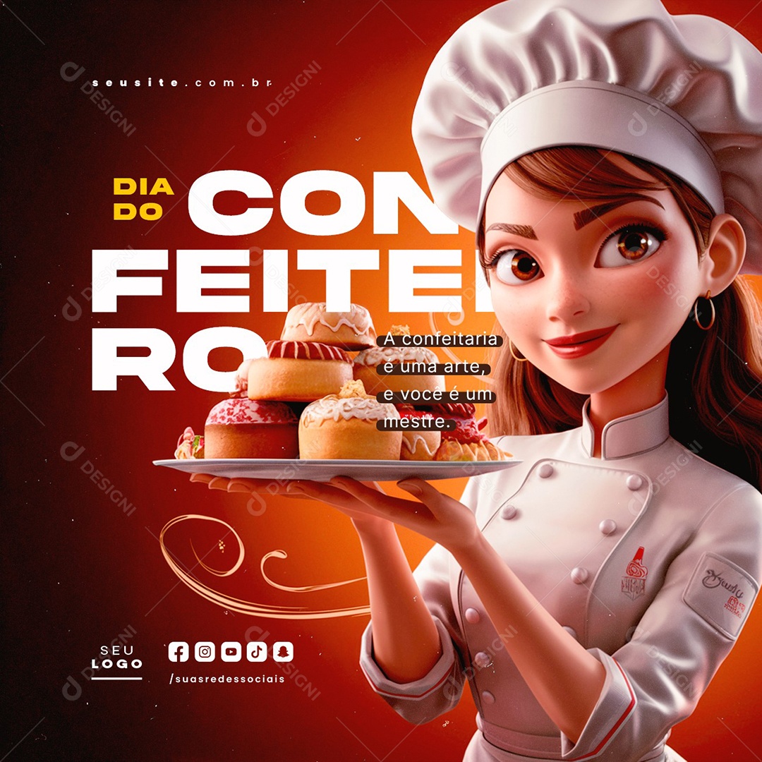 Dia do Confeiteiro 02 de Janeiro a Confeitaria é Uma Arte Social Media PSD Editável