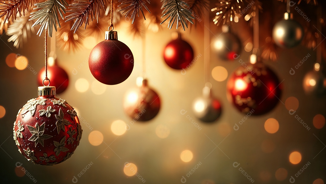 Decoração vermelha e dourada para o natal