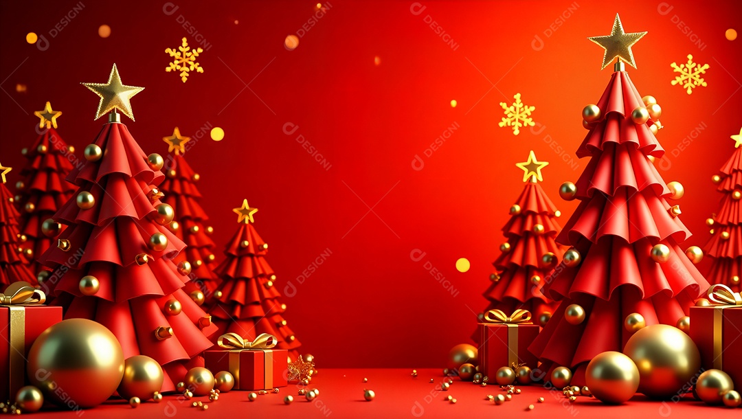 Fundo decorativo de árvore e bola douradas