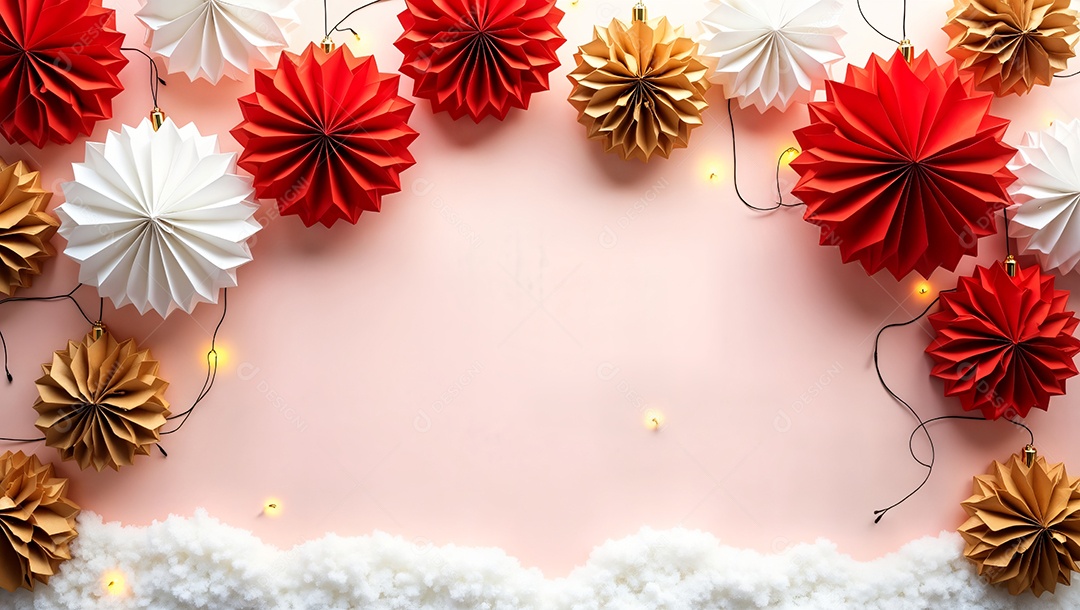 Ventiladores de papel com pisca pisca decoração natalinas