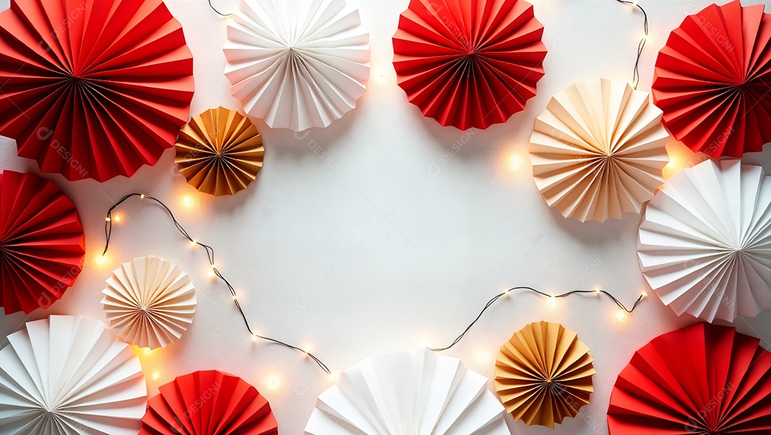 Ventiladores de papel com pisca pisca decoração natalinas