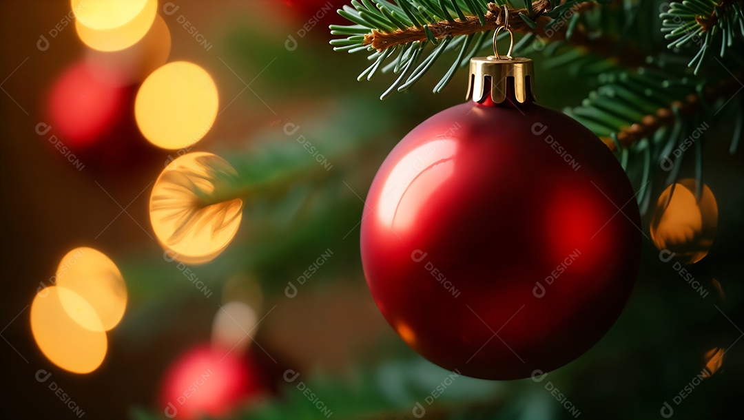 Bola de enfeites na árvore de natal