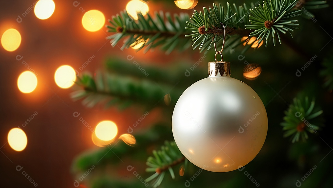 Enfeites decorativos de uma árvore de natal