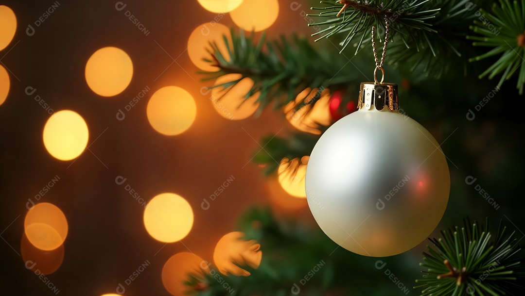 Detalhes de uma árvore enfeitada para o natal