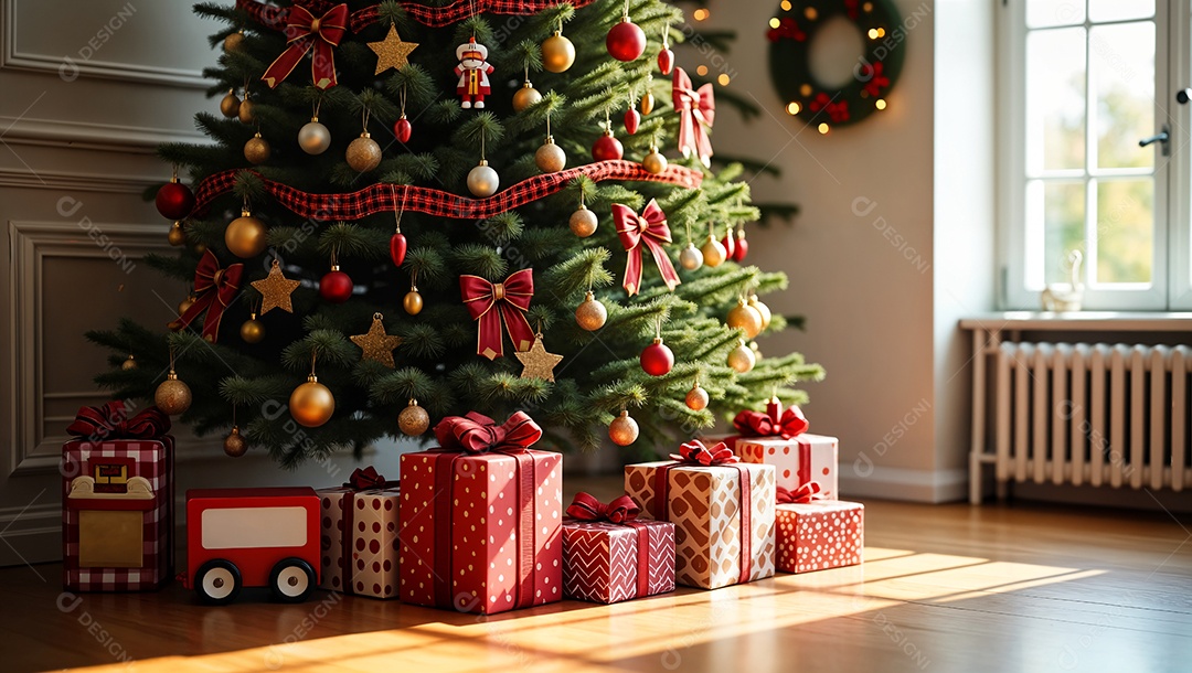 Árvore de natal com enfeites natalinos