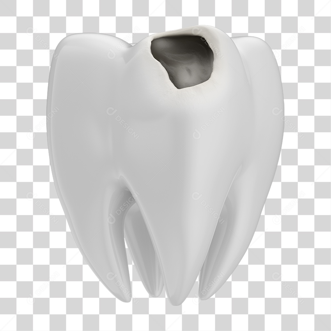 Elemento 3D Dente Branco PNG Transparente