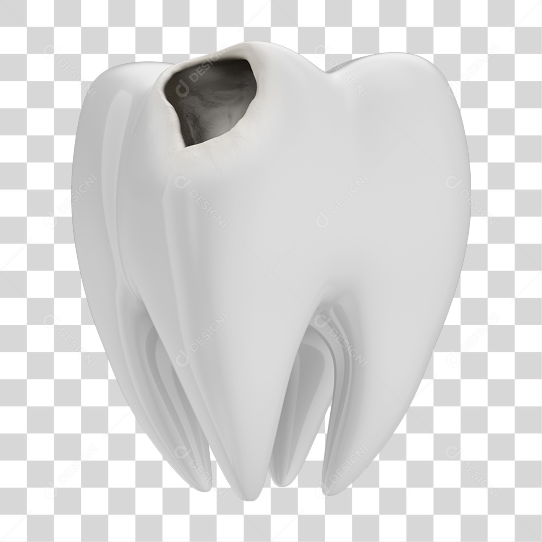 Elemento 3D Dente Branco PNG Transparente