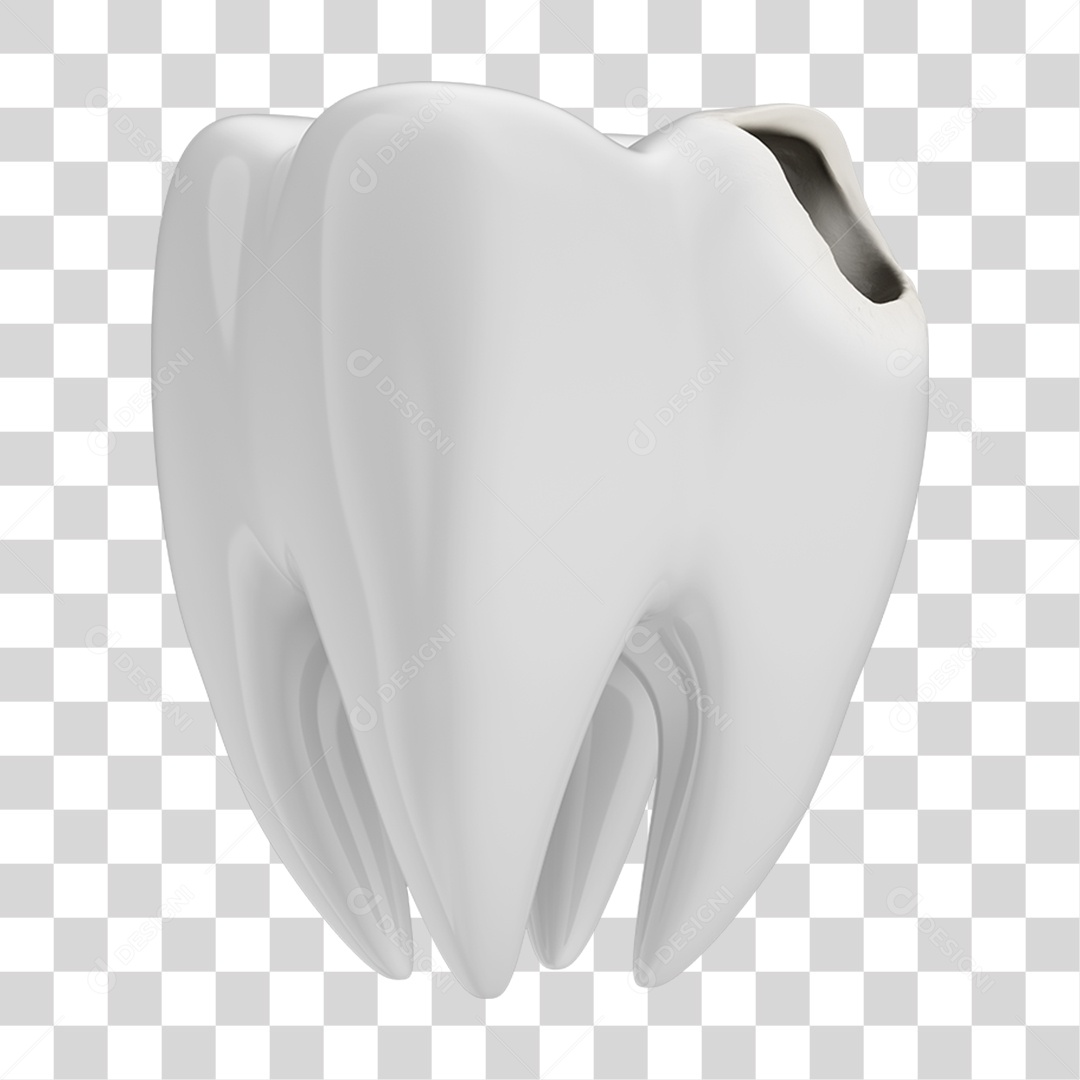 Elemento 3D Dente Branco PNG Transparente