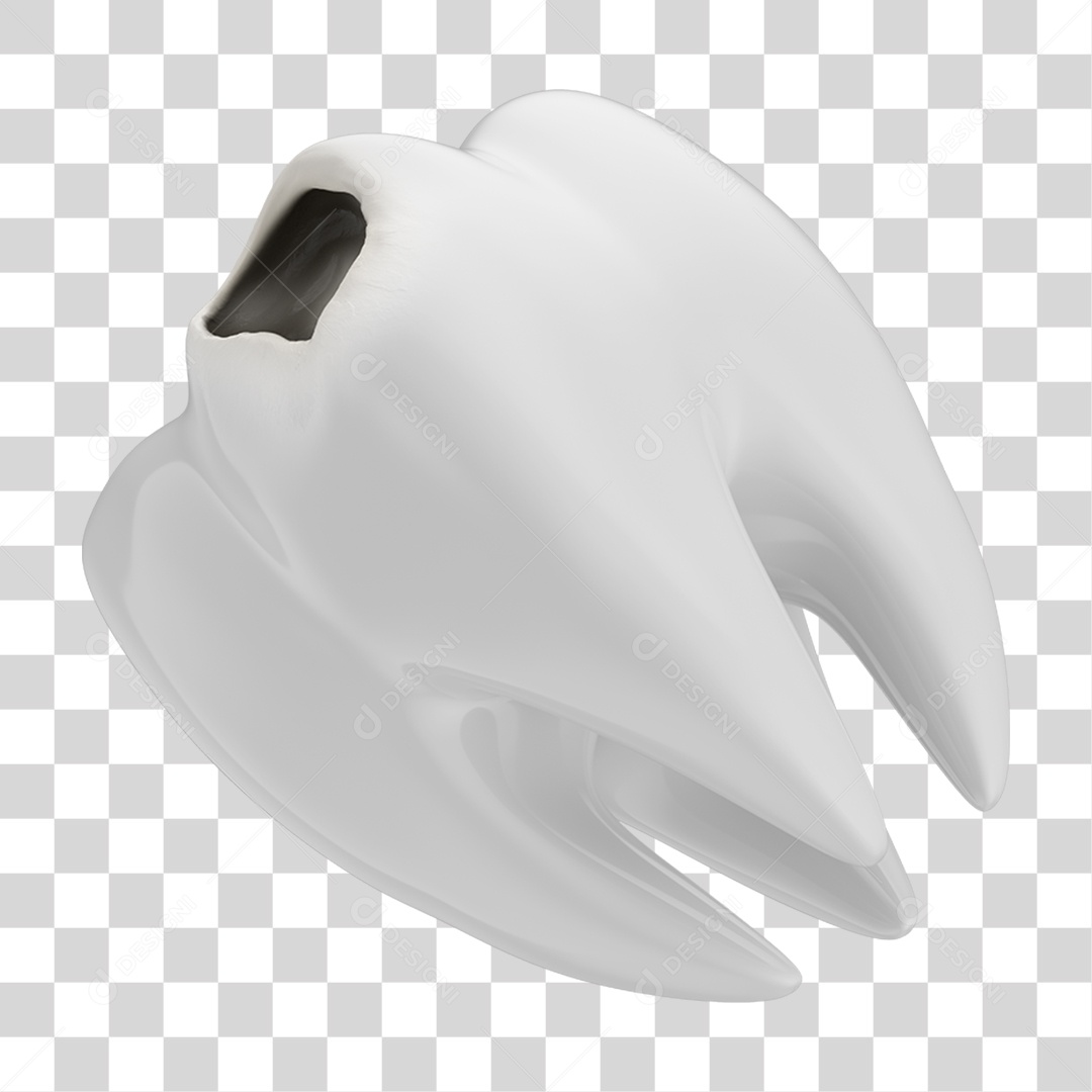 Elemento 3D Dente Branco para Implante PNG Transparente