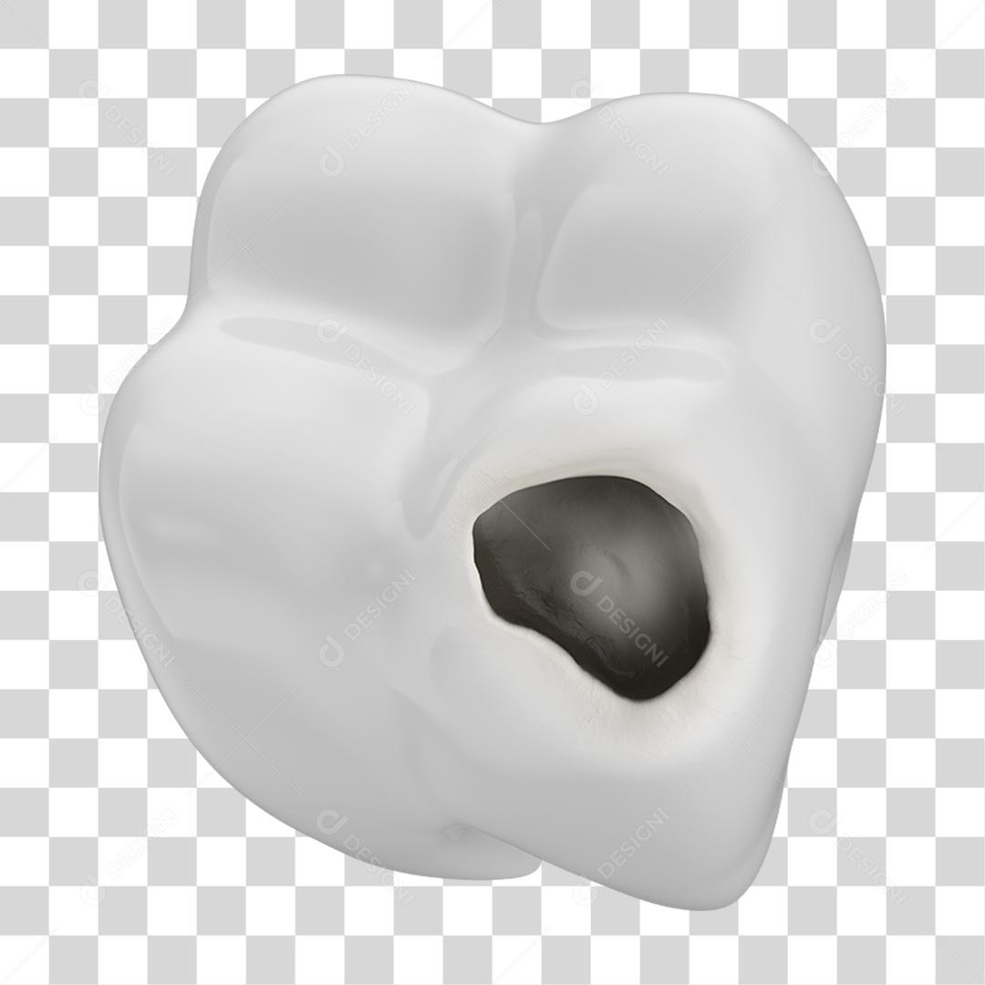 Elemento 3D Dente Branco para Implante PNG Transparente