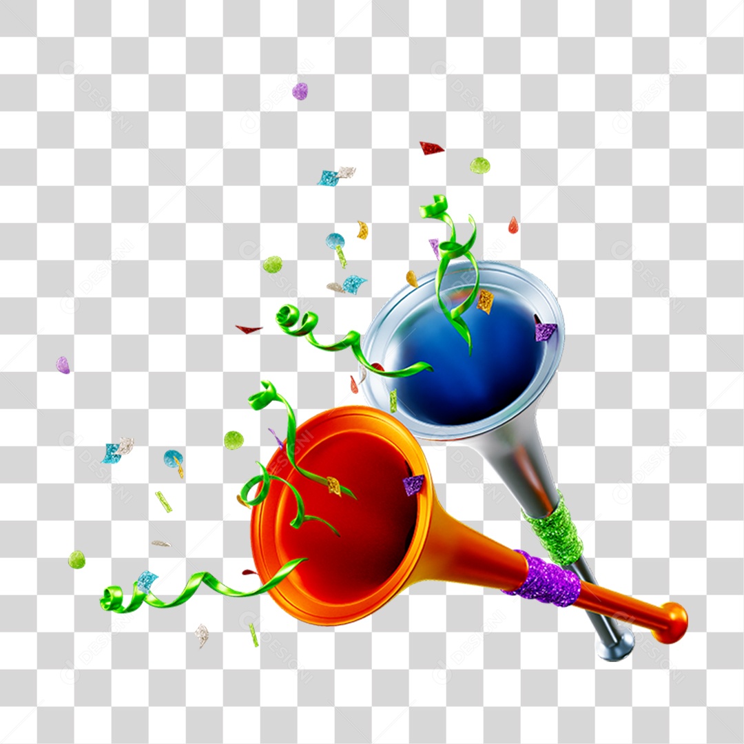 Vuvuzelas de Carnaval PNG Transparente