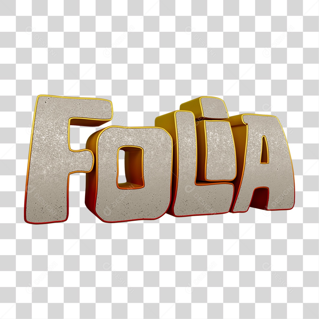 Texto 3D Folia PNG Transparente