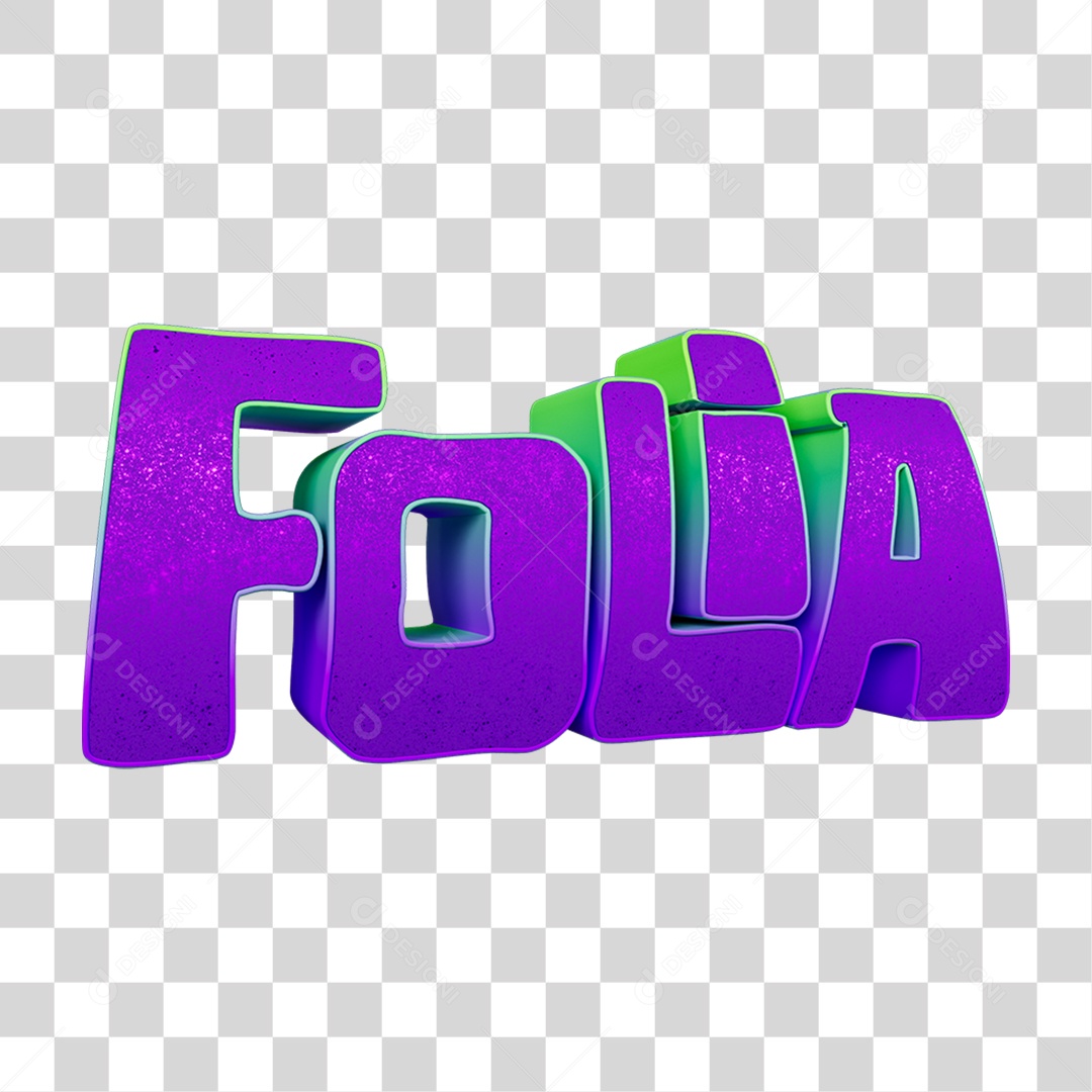 Texto 3D Folia PNG Transparente