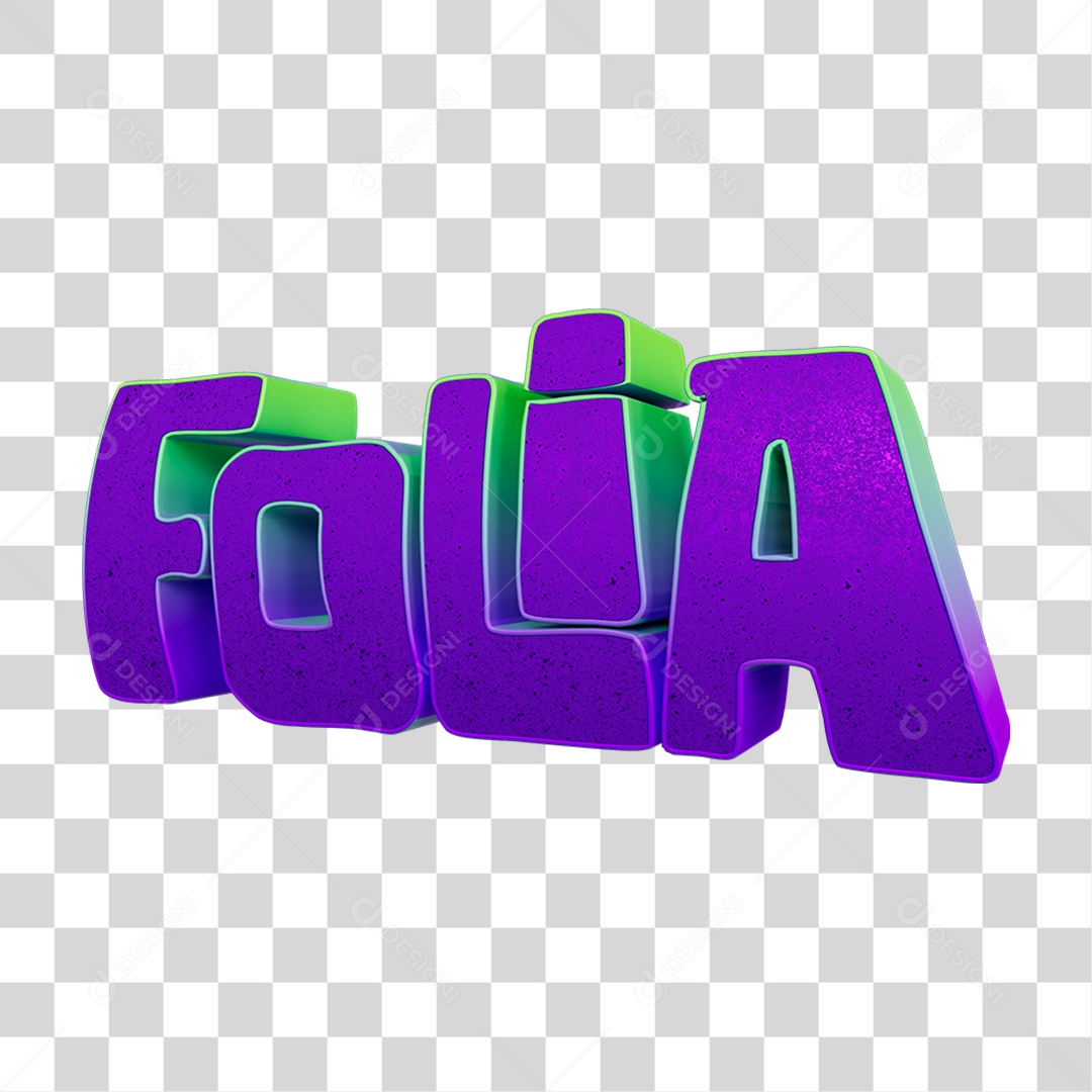 Texto 3D Folia PNG Transparente
