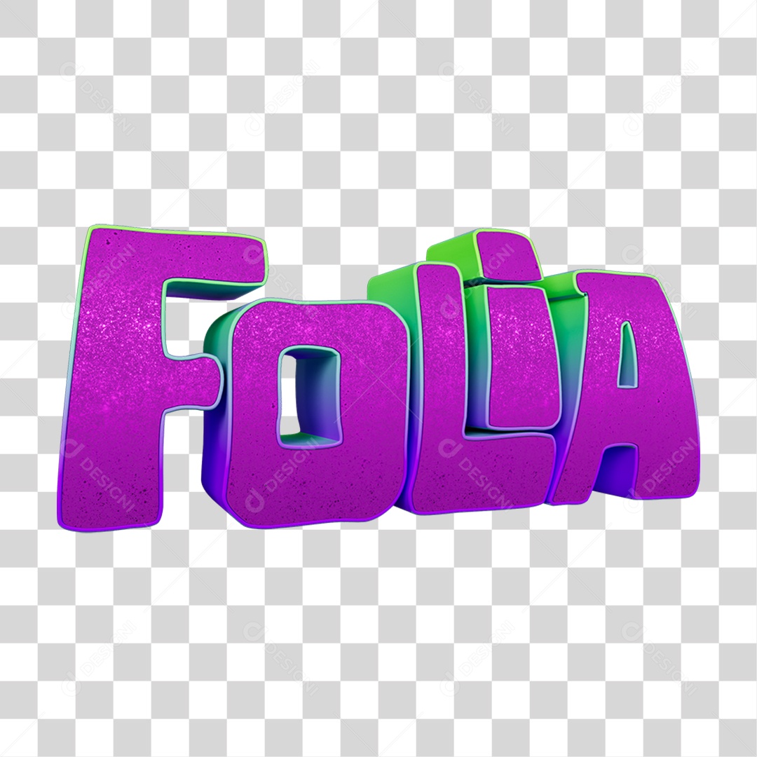 Texto 3D Folia PNG Transparente